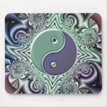 Den pastellfärgade FractalYin Yang musen vadderar Mus Mattor