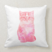 Den pastellfärgade rosa katten kudder