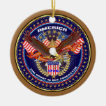 Den patriotiska amerikanen beskådar noterar behar julgransdekoration