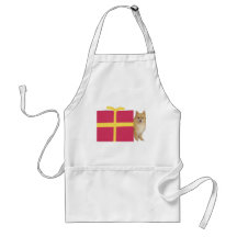 Den Pomeranian gåvan boxas Förkläden