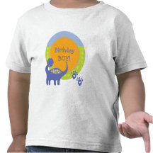 Den purpurfärgade Dinosaurfödelsedagpojken med pri Tee Shirts