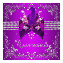 Den Quinceanera födelsedagsfesten hoade lilasilver Personliga Inbjudan
