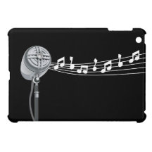Den Retro Mic & musik noter svärtar iPadkortkortfo