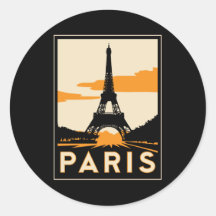 den retro paris art déco reser affischen rund klistermärke