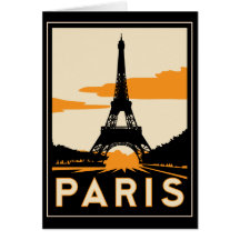 den retro paris art déco reser affischen hälsningskort