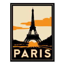 den retro paris art déco reser affischen vykort