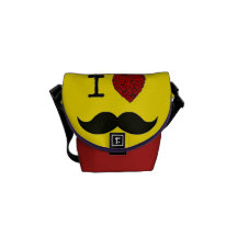 Den Retro svart handlebaren älskar jag mustasch Kurir Väska