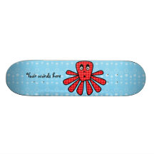 Den röda argylebläckfisken på blått bubblar skate board