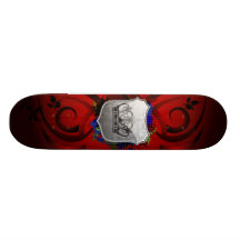 Den röda emblemen med kronan stiger ombord skate deck