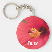 Den röda hibiskusen tillfogar din kända Keychain Nyckel Ring