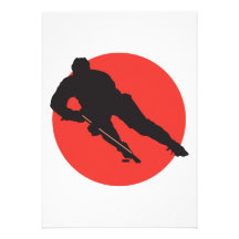 den röda ishockeysilhouetten cirklar design inbjudan