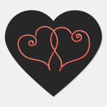 Den röda och svart valentinesen virvlar runt hjärt klistermärke