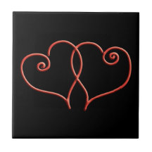 Den röda och svart valentinesen virvlar runt hjärt kakel