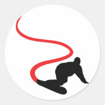 Den röda snowboardingen spårar klistermärke