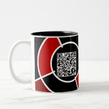 den rödbruna bullseyen QR kodifierar Kaffe Muggar