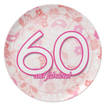 Den rosa blommigten med den 60th födelsedagen för  dinner plate