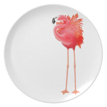 Den rosa flamingoen pläterar tallrikar