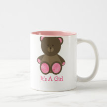 Den rosa Gingham stoppade björnbaby shower är det  Muggar
