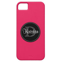 Den rosa lutningen, svart cirklar Monogrammed iPho iPhone 5 Cover