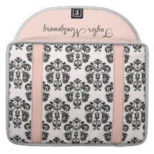 Den rosa och svart damastast MacBook Pro sleeven m