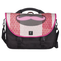 Den rosa polkaen pricker mustaschbärbar dator häng laptop bag