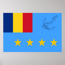 Den rumänska chefen av sjö- bemannar, rumänienflag print
