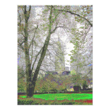 Den Salisbury domkyrkaträdgården beskådar fototryc