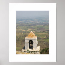 den san gimignanoen sätta en klocka på torn och by print