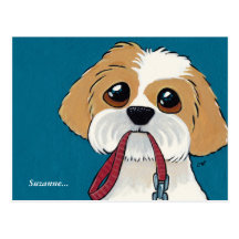 Den Shih Tzu valpen tackar dig vykortet