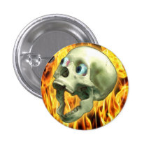 Den skrikiga skallen & flammar Halloween knäppas Knapp Med Nål