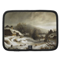Den snöig byn och landskap personlig almanacka av folio