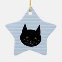 Den svart katten, med blek - slösa randbakgrund jul dekorationer