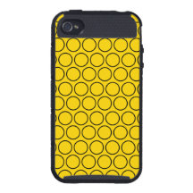 Den svart och guld- polkaen pricker mönster iPhone 4 cover
