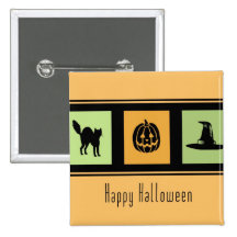 Den svart orangegrönthappy halloween klämmer fast knappar
