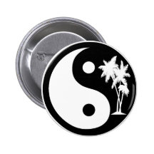 Den svartvita palmträdet Yin Yang knäppas Knappar