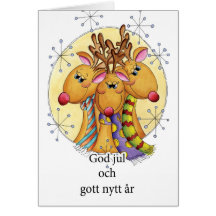 Den svenska julkortet - ren - gudjul och går
