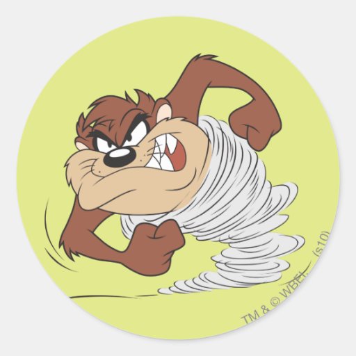 Den Taz snurret fastar Rund Klistermärke