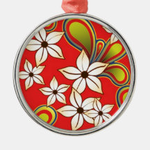 DEN TROPISKA ALOHA HAWAIIBON BLOMMAR RÖDA GRÖNA VE JULGRANSKULA