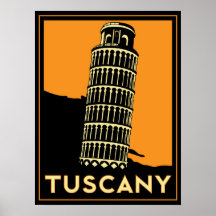 Den Tuscany art déco retro italy reser affischen