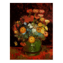 Den Van Gogh stillebenvasen med Zinnias bötfäller  Vykort