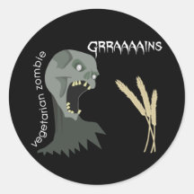 Den vegetariska zombien önskar Graaaains! Rund Klistermärke