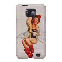 Den vintageGil Elvgren brandmannen klämmer fast up Samsung Galaxy S2 Fodral