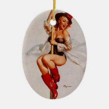 Den vintageGil Elvgren brandmannen klämmer fast up Jul Dekorationer
