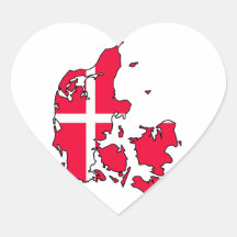 denmark flaggakarta hjärtklistermärken