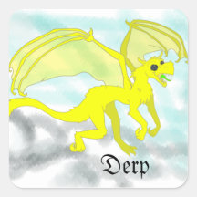 Derpy drake fyrkantigt klistermärke