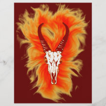 Design "för flammande Horned tjurskalle" Flyg Blad