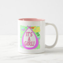 Dess en flicka! (Stork) Kaffe Koppar