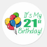 Det är min 21st födelsedag (ballonger) rund klistermärke