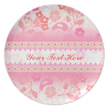 Det flott rosa blommigt- & fågelmiddagpartyet plät tallrikar