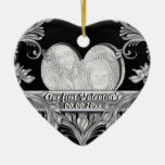 Det första valentinfotoet SKRÄDDARSY "silver och s Julgransdekoration